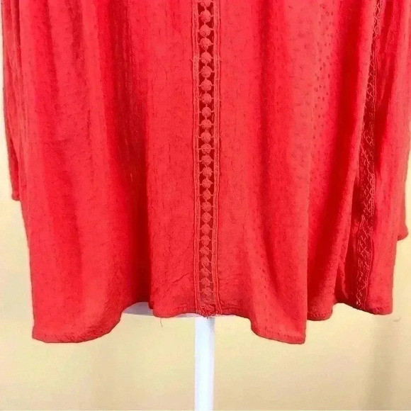 Miss Me Cold Shoulder Lace Trim Cropped Fit & Flare Blouse Top Size S - Picture 9 of 12